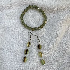 Pretty Green Bracelet + Beaded Earrings